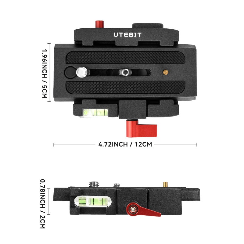 UTEBIT P200 Quick Release Plate - Aluminum Alloy Camera Tripod Base Plate with 1/4" and 3/8" Screw Hole Compatible with Sony A6400 Manfrotto Only - Image 3